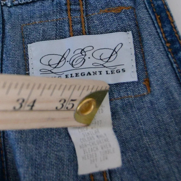 Vintage 80's Long Elegant Legs Blue Denim  Overalls L - Picture 11 of 12